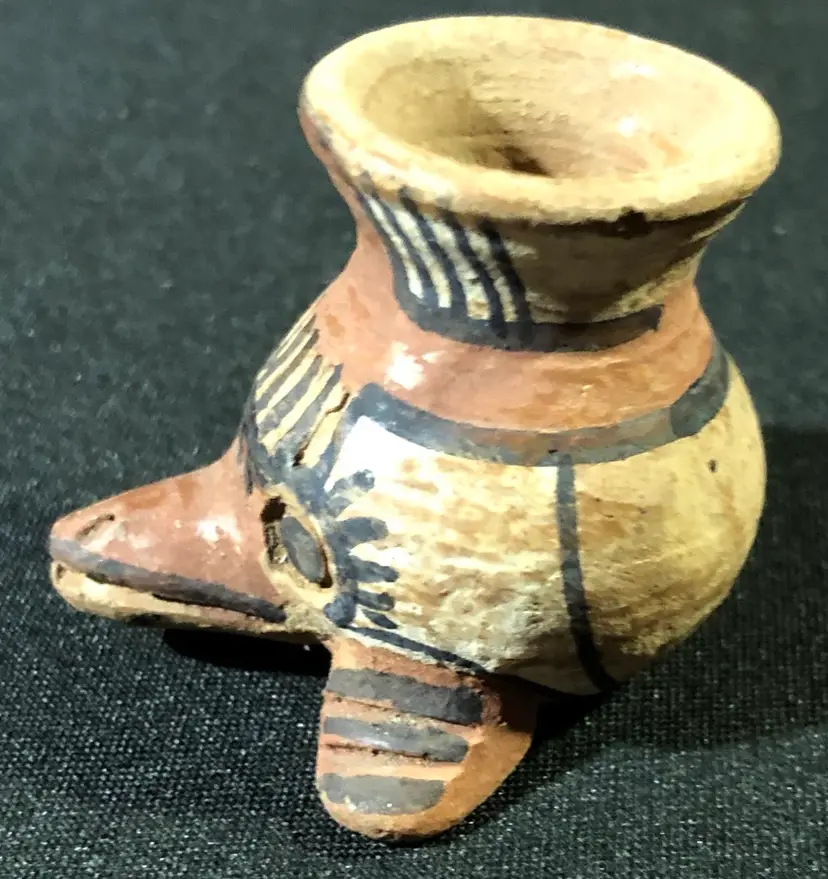 #01 Vintage Hand Painted Made In Mexico Pottery Miniature- Face Jug 1.5" Tall