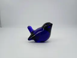Crystal Au Plomb Cobalt Crystal Art Glass Song Bird Wren .made in Germany