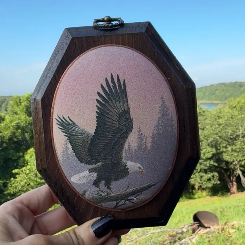 Eagle Beaded Glass Plaque (sugar Texture)