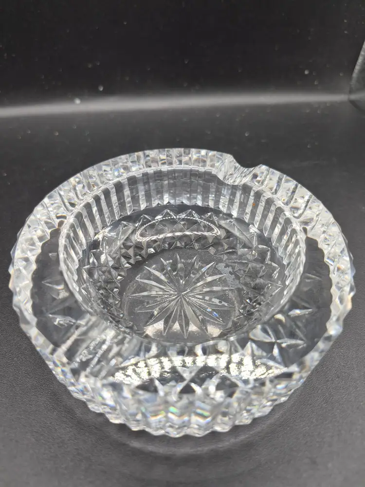 Vintage Waterford Crystal Cut Glass Ashtray Intricate Starburst 3.75 Inches