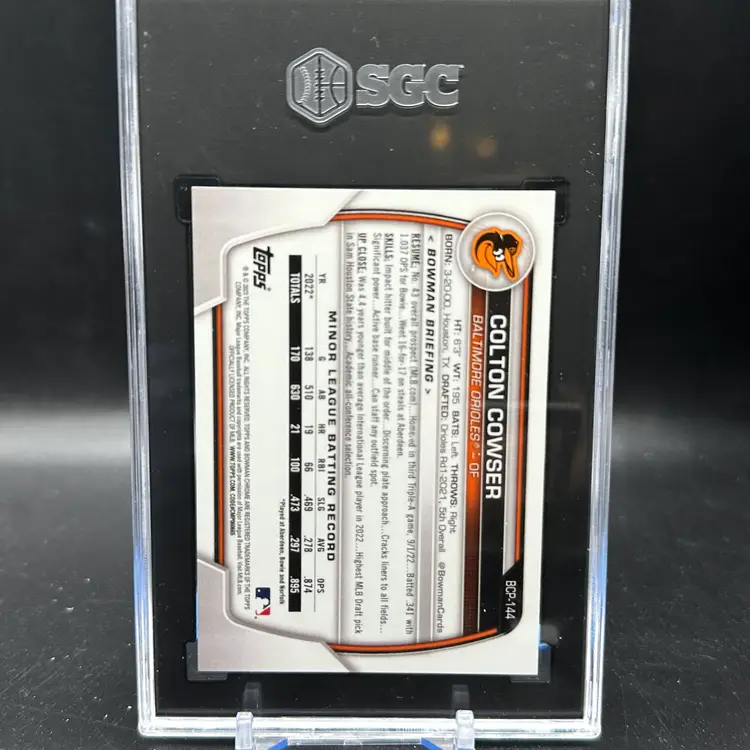 Colton Cowser BLUE REFRACTOR /150 SGC 10 2023 Bowman Chrome Baltimore Orioles