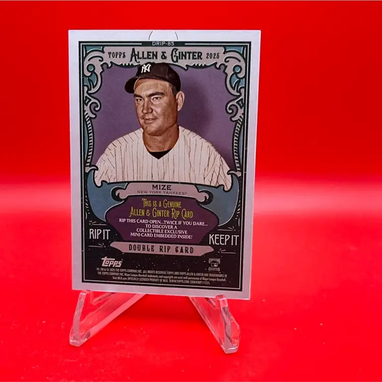 Rizzuto/Mize 2025 Topps Allen & Ginter Double Rip Card Unripped 24/50 New York Yankees