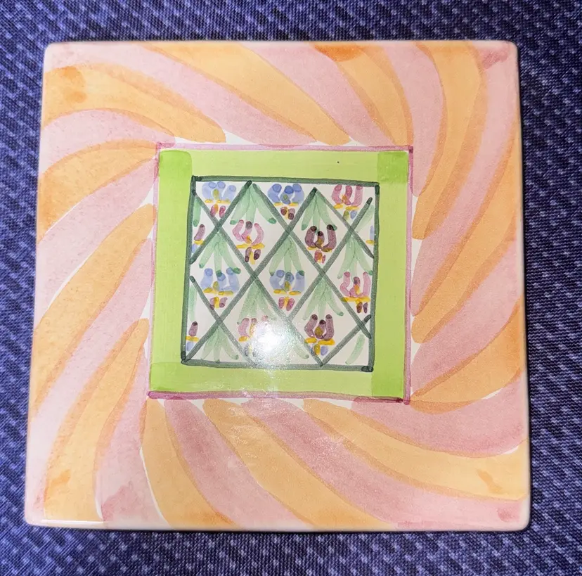 MacKenzie Childs 6" Square Tile Trivet Hot Plate New Retired