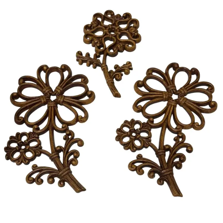 Set Of 3 Vtg Homco Flower Floral Wall Hanging Decor