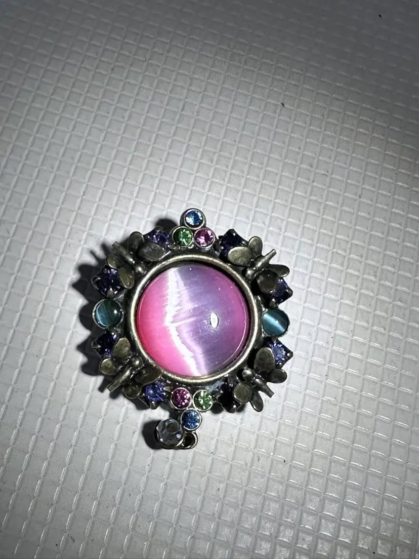 Mary D Brooch Butterfly Around The Rim Beautiful Colored Pink1.5”