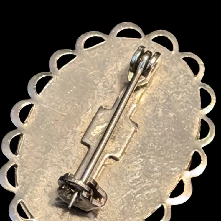 Vintage Blue Rose Pin Brooch Sterling?