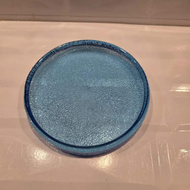 VTG 80s BLUE Dalzell VIKING GLASS Pillar/Jar Candle Holder DISC/Display Pedestal