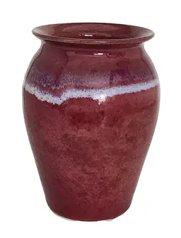 Mowe Pottery Vase Burgundy Wine Color with Purple Accents 