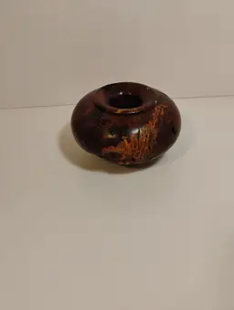 Vintage Beautiful Hand Turned Burl Wood Vase Vessel Live Edge