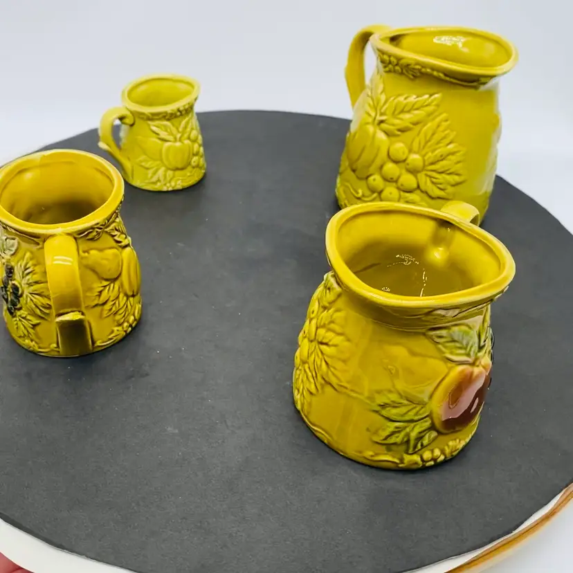 #2123 Ceramic Apple Measuring Cups Set of 4 Green Japan