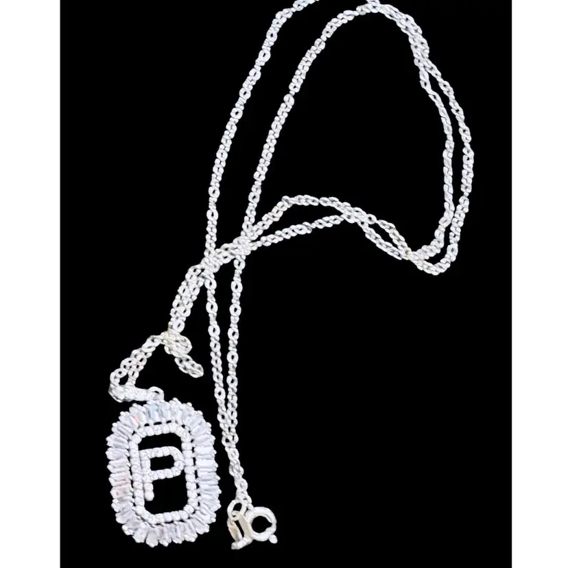 Letter P Sterling Silver Pendant - Signed JCL 925 TH CZ3 - On a 18” Sterling Silver Chain