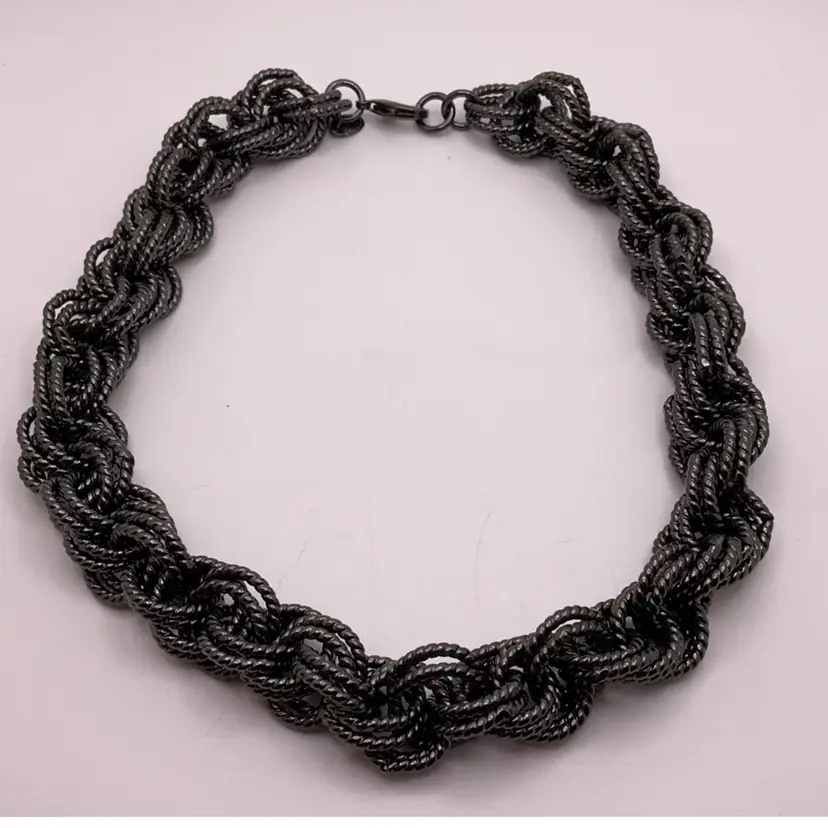 MANIC VTG Erwin Pearl Brutalist Metal Necklace Heavy!! 18β