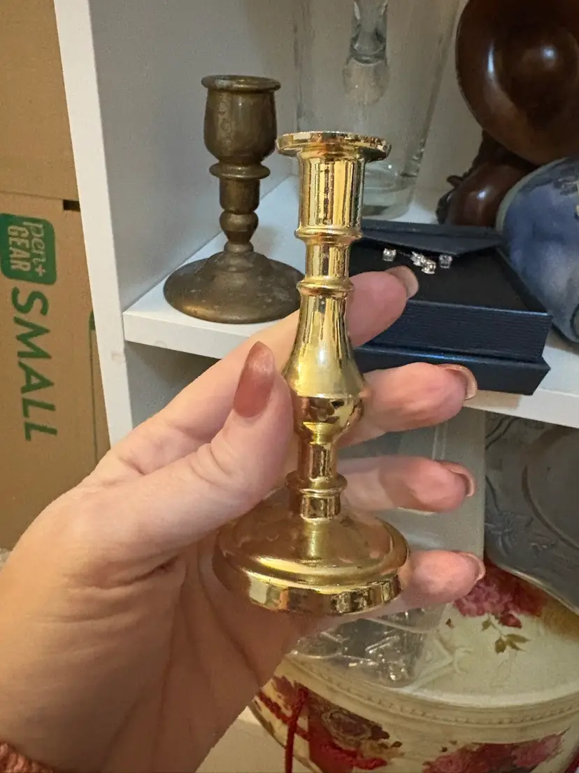 Small Gold Tone Candle Holder