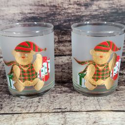 Culver Christmas Bear Whisky Glass Teddy w 22K Gold Trim Drinking Glasses Signed Lowball Cocktail Barware – USA (NY)