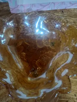 Amber Carnival Glass Leaf / Berry Bowl (Iridescent)