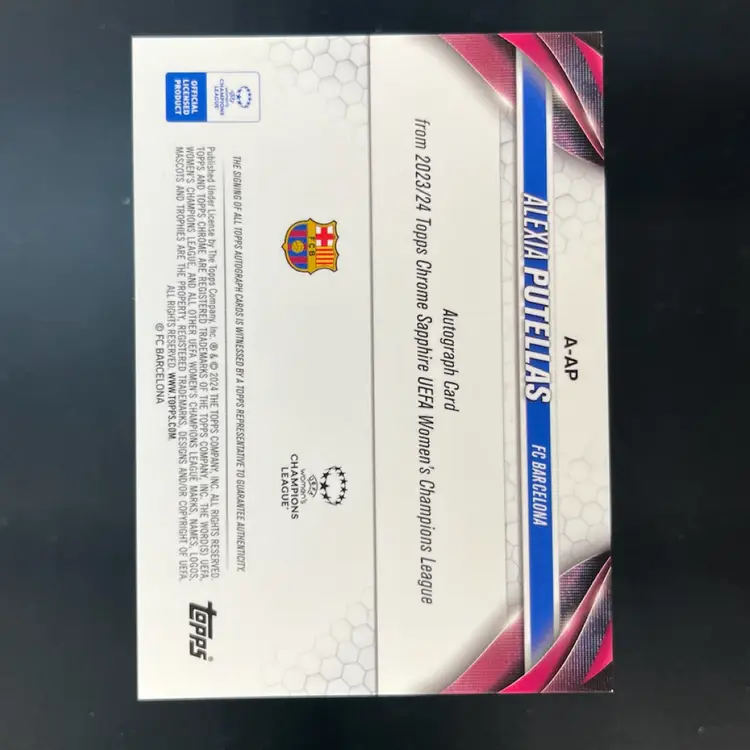 Alexia Putellas 2023/24 Topps Chrome UWCL Sapphire Gold /50 Autograph Barcelona Soccer Card