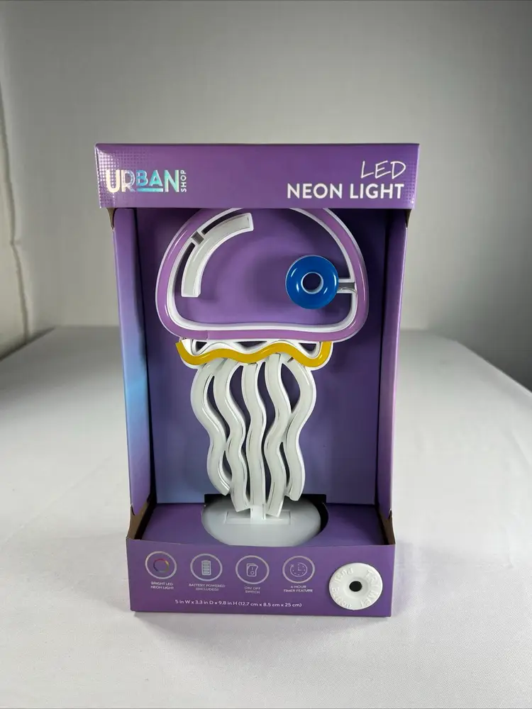 Urban Shop Jellyfish  Neon Light (4 Hour Timer, Batteries included) Sealed