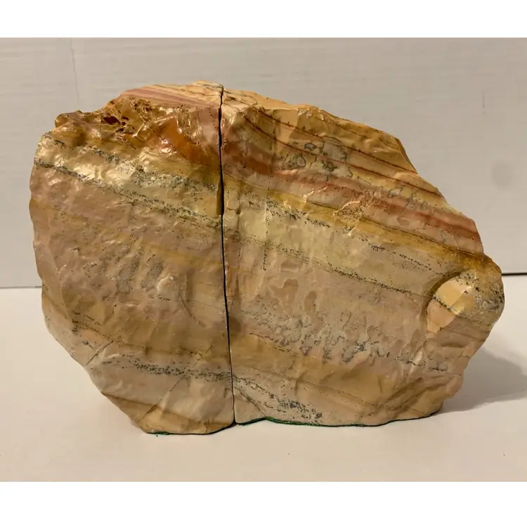 Stunning Polychrome Banded Chert Bookends Rough w Manganese Dendrites - 16.5 lbs