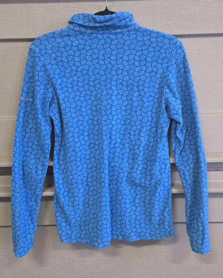Columbia Teal Blue Geometric 1/4 Thin Fleece Long Sleeve Women's Size Small