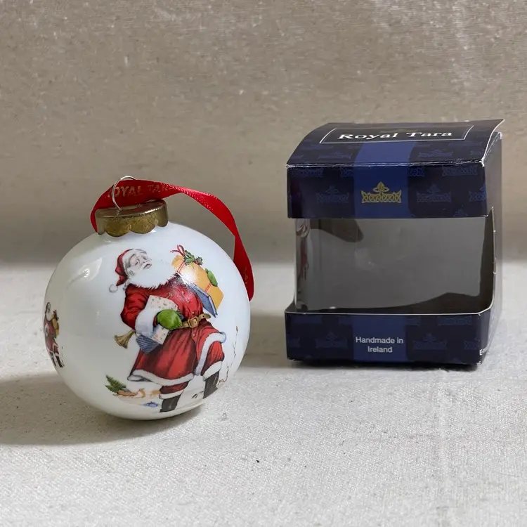 Vntg Christmas Holiday Ornament Royal Tara Ireland Santa Saint Nick Bone China