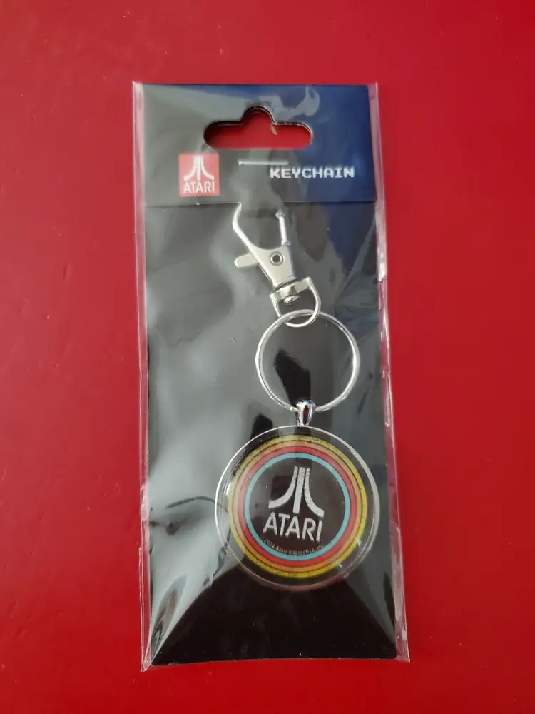 ATARI Keyring Keychain Metal Round by Open Round ~ NEW