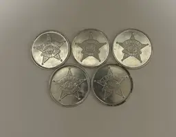 Vintage Mardi Gras St Bernard’s Sheriff’s Posse 5 Doubloon Lot 70’s 80’s