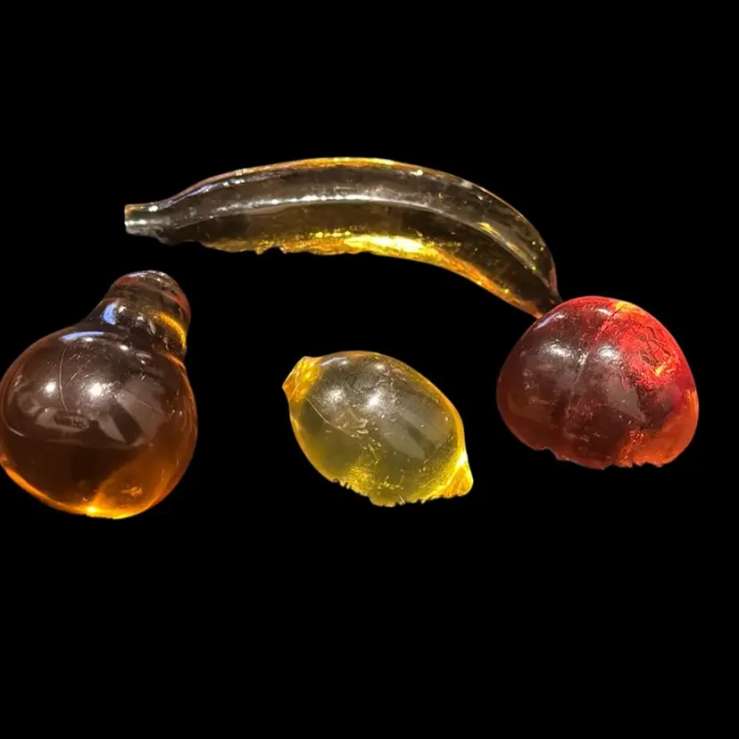 Lucite Fruit Banana/ Pear/ Lemon/ Plum * 3 Missing Stems ๐ฅGlows๐ฅ