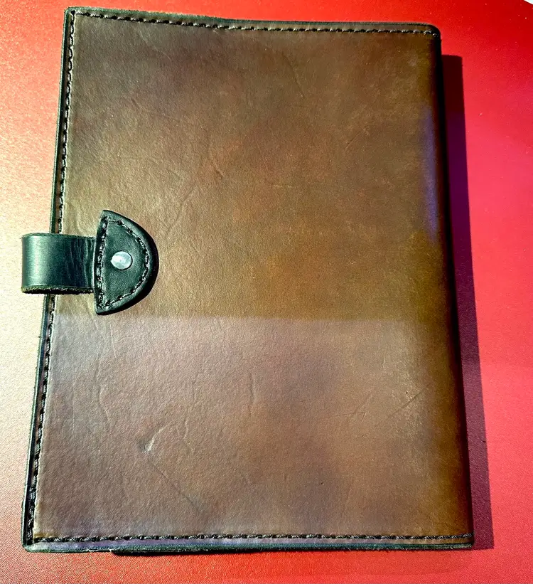 Handmade Leather Cover For Standard Paper Notebook 8x10 Tooled Rose With Closure 