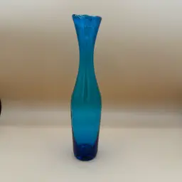 Vintage Blenko MCM Turquoise 64B 11” Skinny Bud Vase Joel Myers