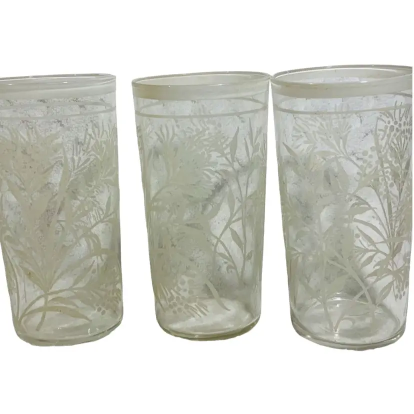Vintage Holiday Leaf 3 Replacement Drinking Glasses  White & Clear