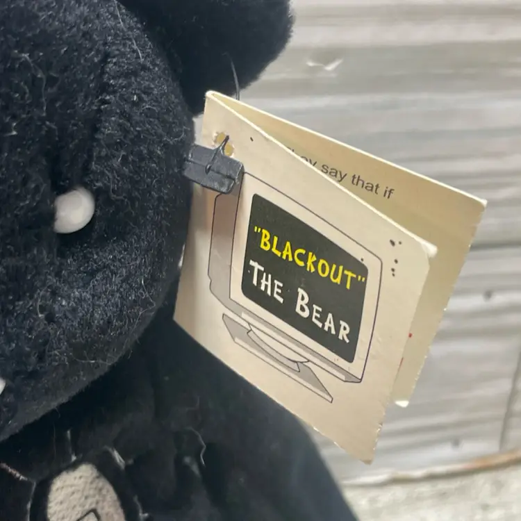 Y2K Black Out Bear Plush With Flashlight And Tag