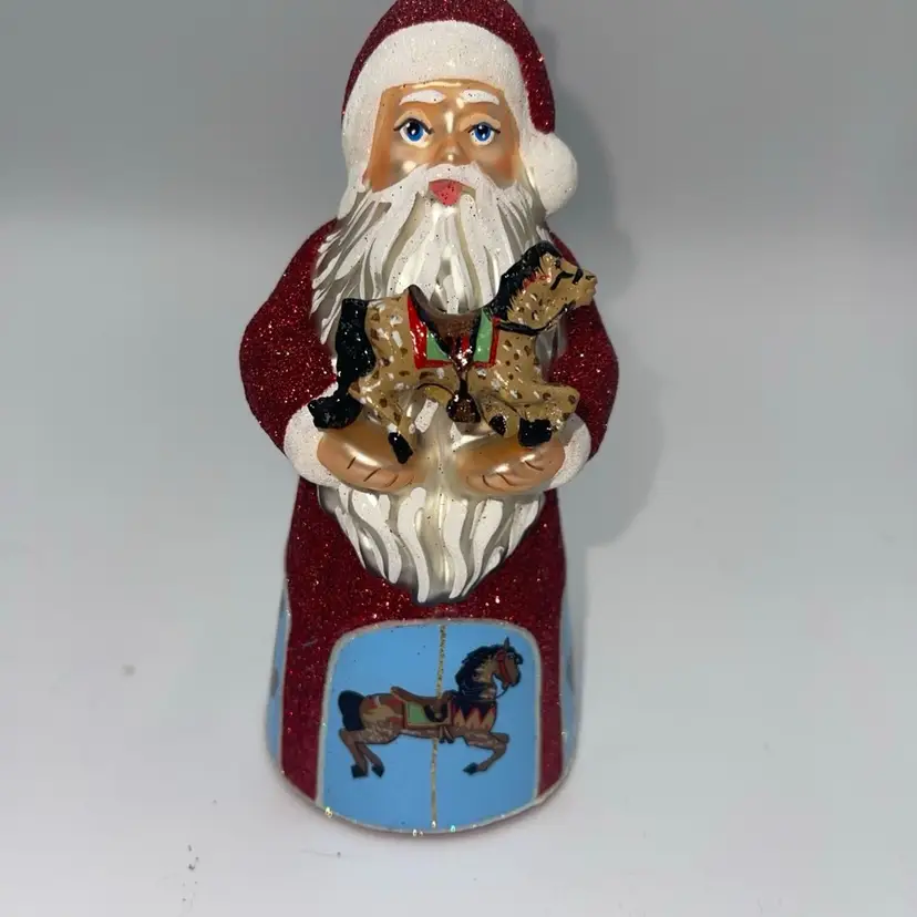 18-David Strand Designs Santa Holding Horse Signed By The Artist On The Back 6” HTF