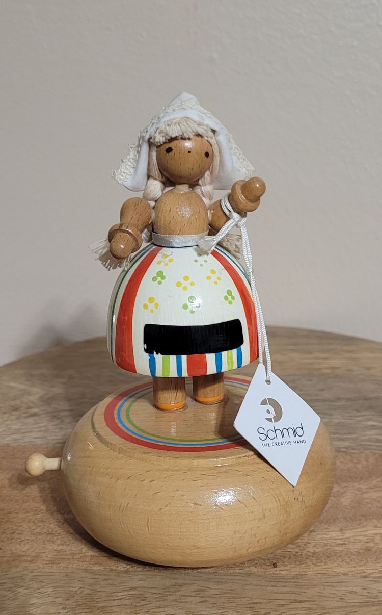 Schmid Rotating Musical Wood Dutch Girl 6" tall