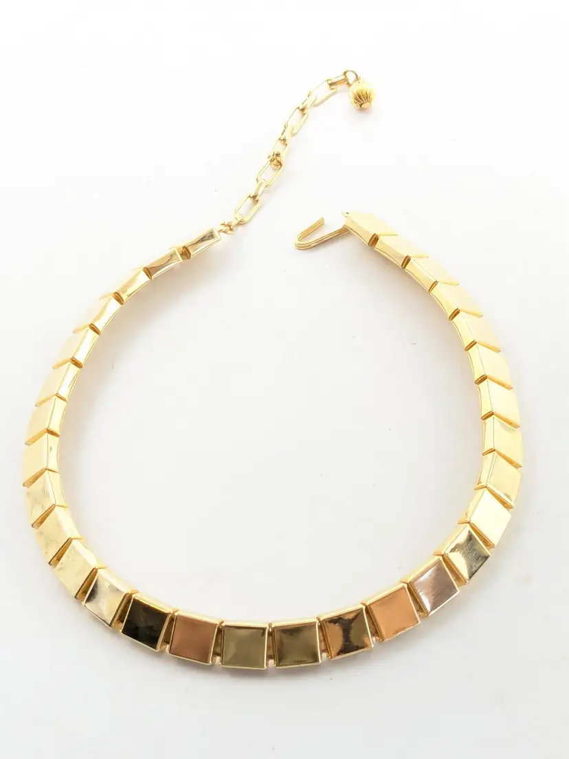 Vintage Gold Tone Square Link Necklace