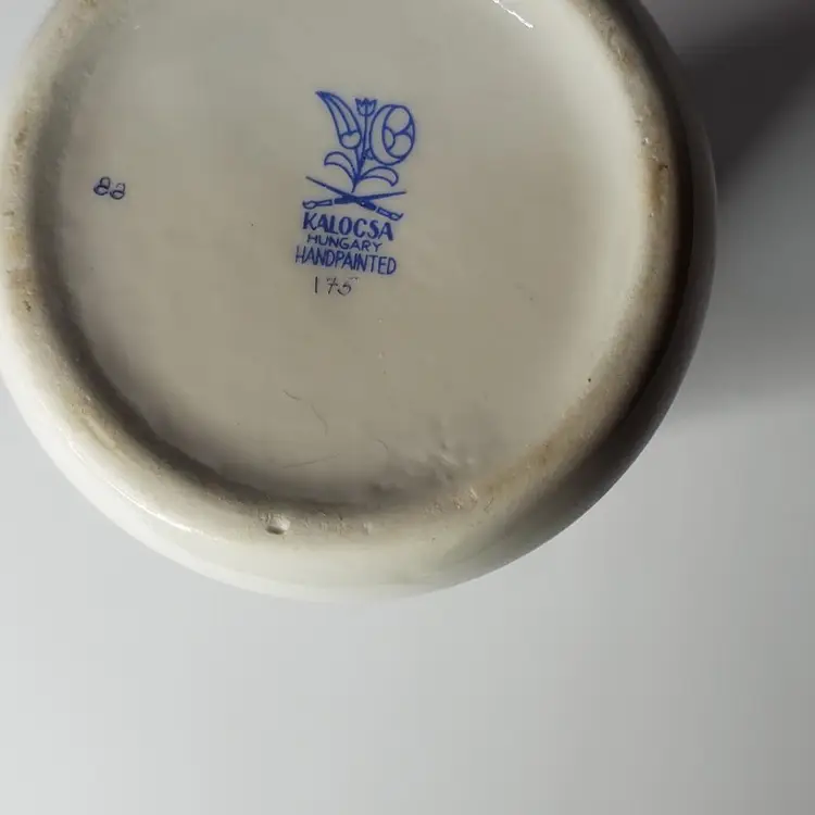 Kalocsa porcelain vase, hand painted with floral pattern