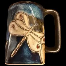 Mara Pottery Mexico Dragonfly Coffee Mug 12 Ounces