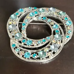 10.  Vintage Green And Teal Brooch