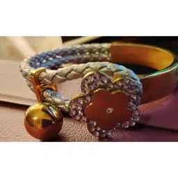 #01 Jimmy Crystal NY Bracelet, A blend of luxurious silver, leather and eye-catching copper decoration, Small