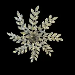 24. Vintage Silvertone Sarah Coventry “ Evening Snowflake “  Collection Large Brooch. With Smoky & Clear Glass Rhinestones.