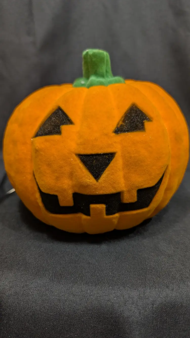 Flocked Light- Up Jack-o'-Lantern Pumpkin Halloween Decoration