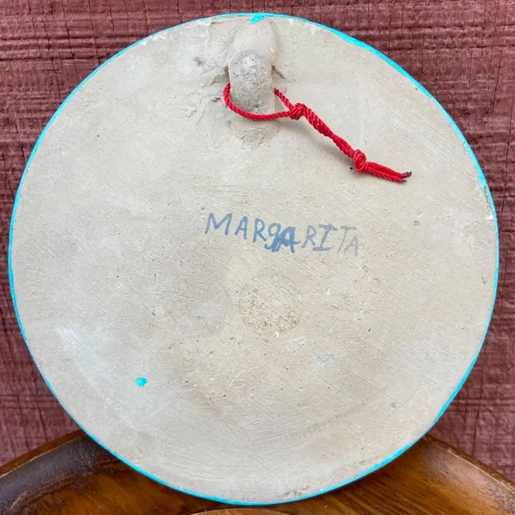 Hand-Painted Pottery Wall Decor Plate. Birds & Fish Motif. Artist Signed.