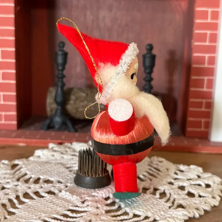 Vintage Christmas Santa Satin Ball Cotton Beard Ornament