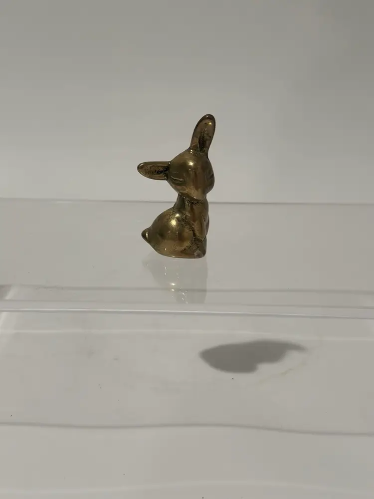 Vintage Miniature Solid Brass Rabbit Figurine Paperweight Animal 