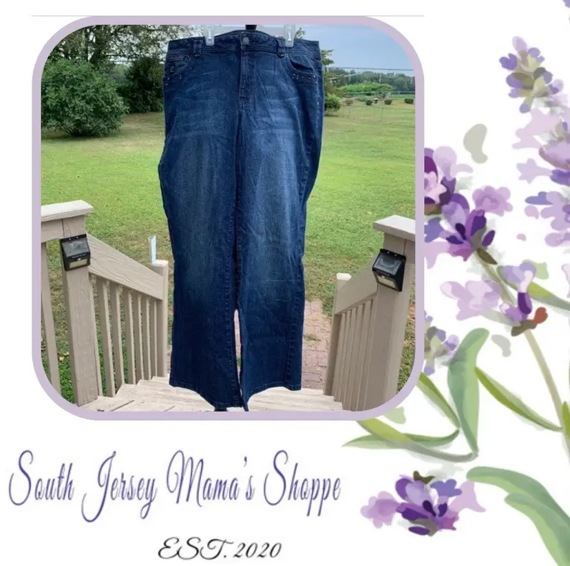 Vintage 1990s Gitano Jeans Size 18W Rhinestone Pockets Wide Leg