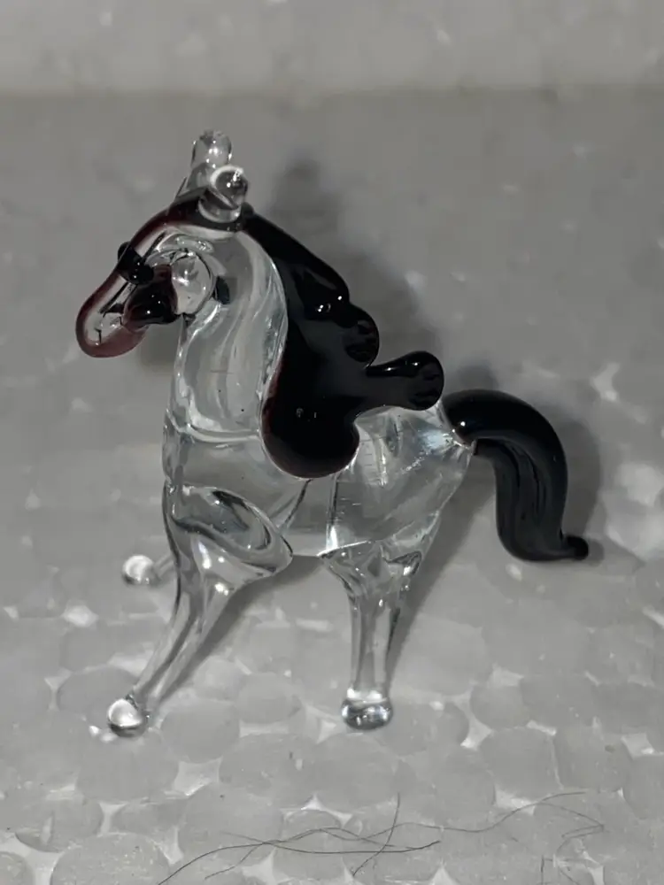 #04 25% Off In From Ukraine Miniature (1 To 1.5") Blown Glass  Amber And Black Cat Front And Back Photos (was $8)