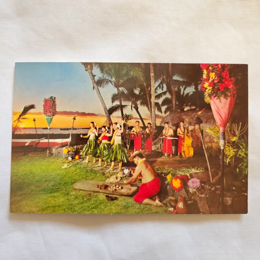 Postcard Ephemera Hula Show Kona Inn Kailua Kona Hawaii 1951 Unposted Unused Vintage