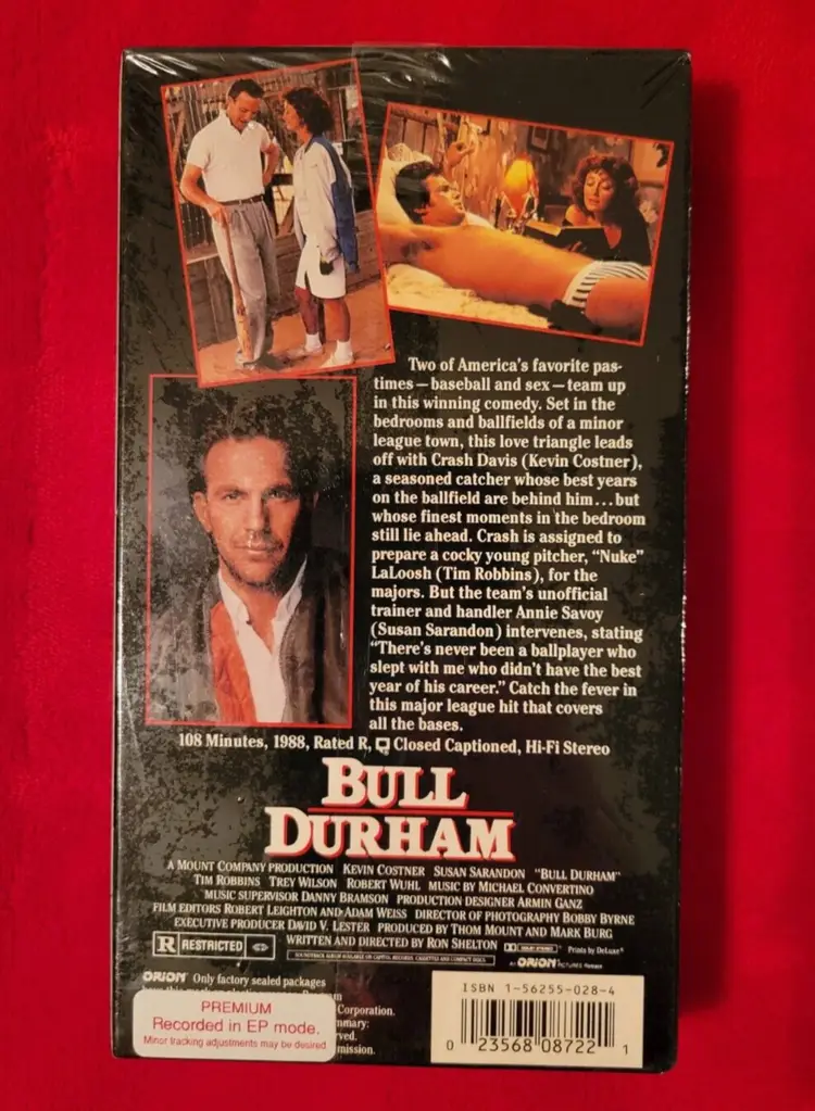Bull Durham VHS 1988 Kevin Costner NEW SEALED Red Tape Guard Red Orion Watermark
