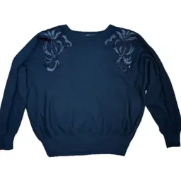 Vintage Oleg Cassini Black Beaded Sweater Size Small Goth Dark Romance Neutral