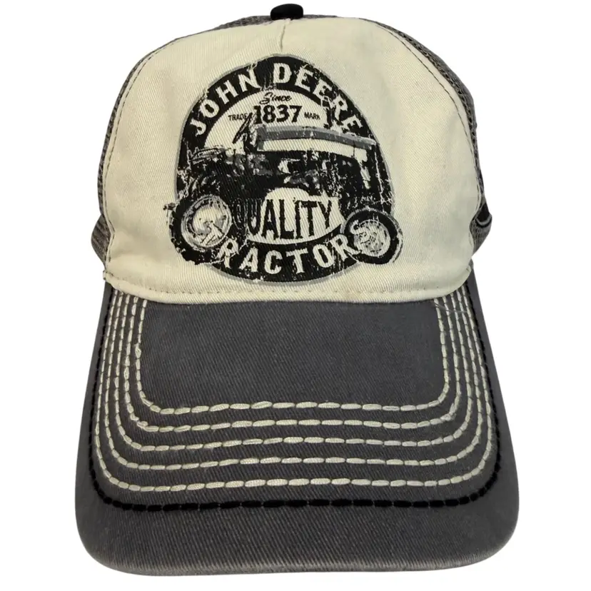 John Deere 1837 Quality Tractor Unisex Gray Mesh Back Trucker Style Snapback