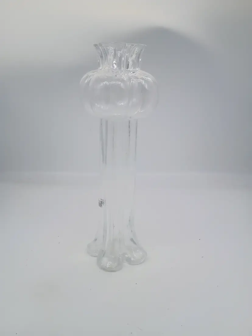 SEA Sweden Glasbruk Bjorn Ramel Clear Glass 4 leaf Clover Bottom Vase Vintage 1960's